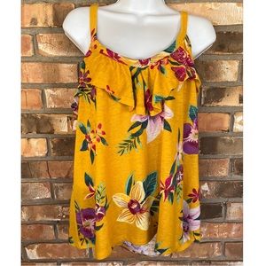 Old Navy Women’s Yellow Floral Print Spaghetti Strap Top Size XL